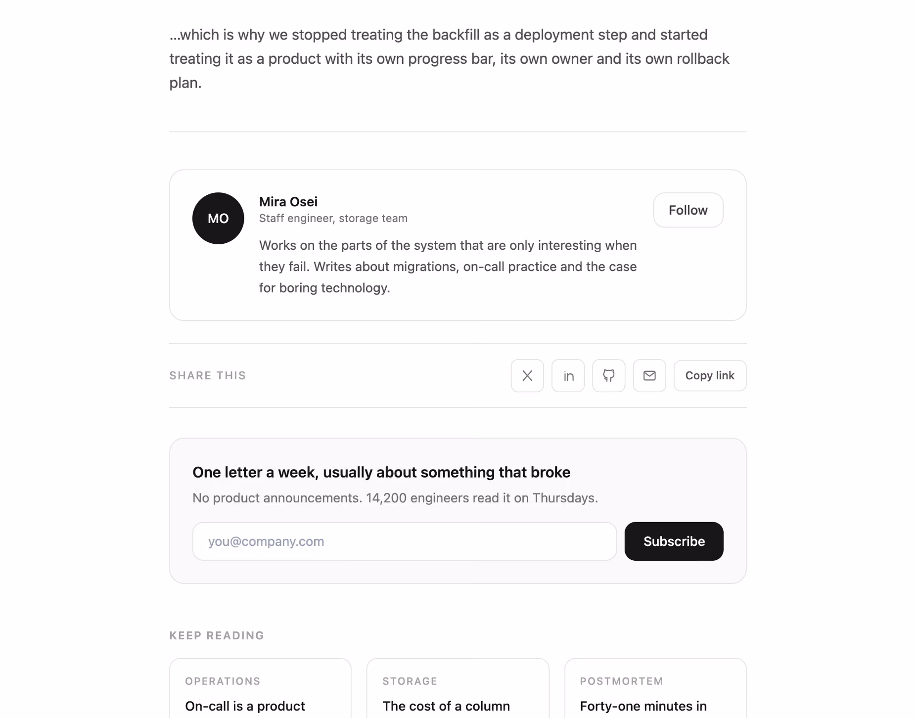 Rendered preview — Article end matter with share rail