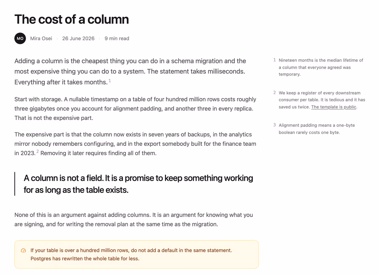 Rendered preview — Article with margin notes
