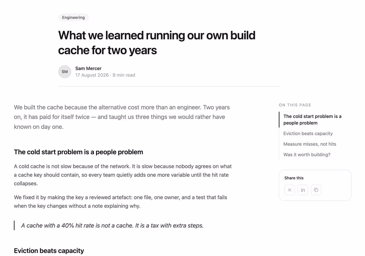 Rendered preview — Article with sticky contents