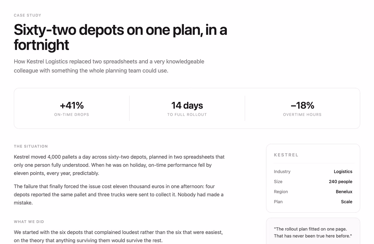 Rendered preview — Case study layout