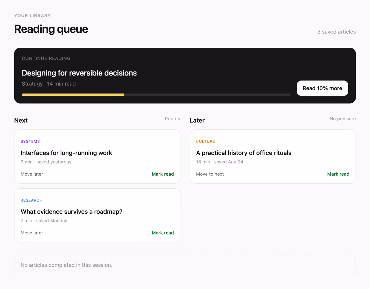 Personal reading queue — Tailwind CSS Blog / Content layout preview