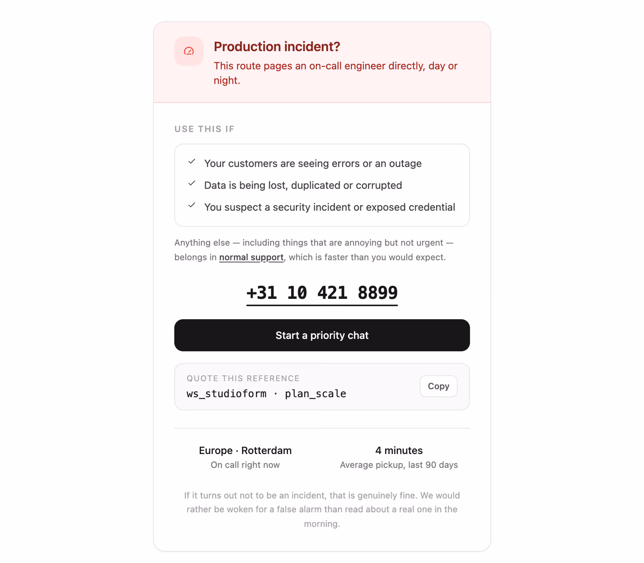 Rendered preview — Priority escalation card