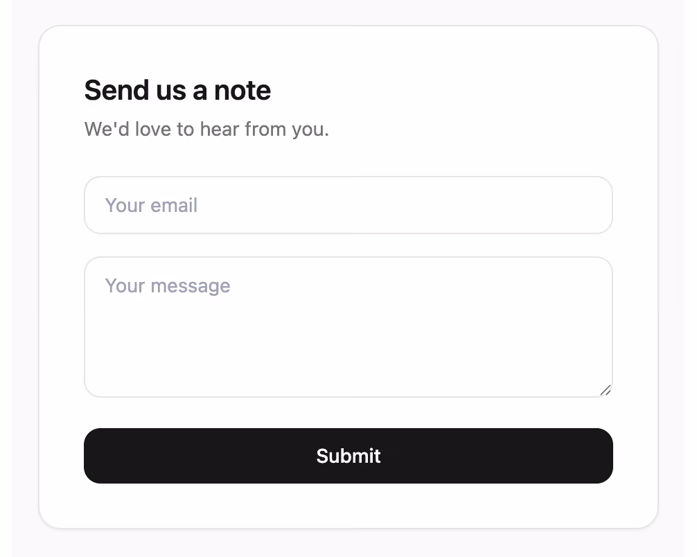 Rendered preview — Simple support card