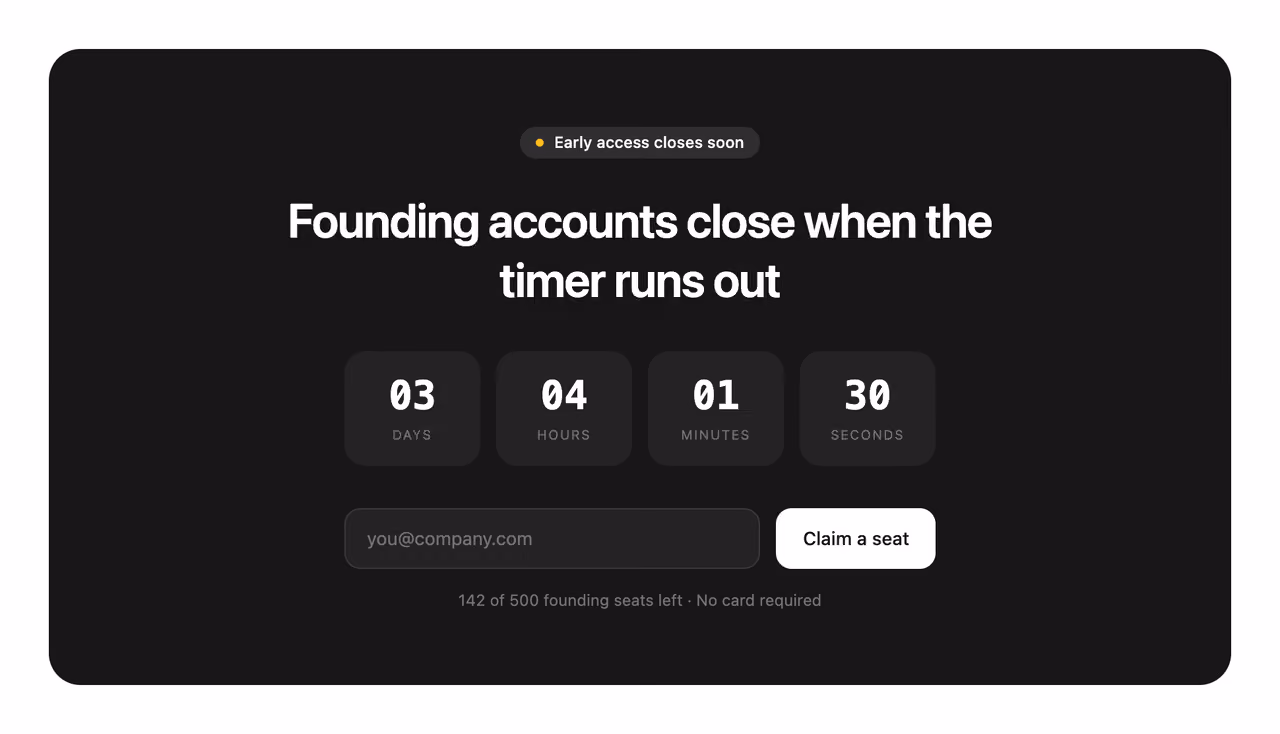 Rendered preview — Countdown launch banner