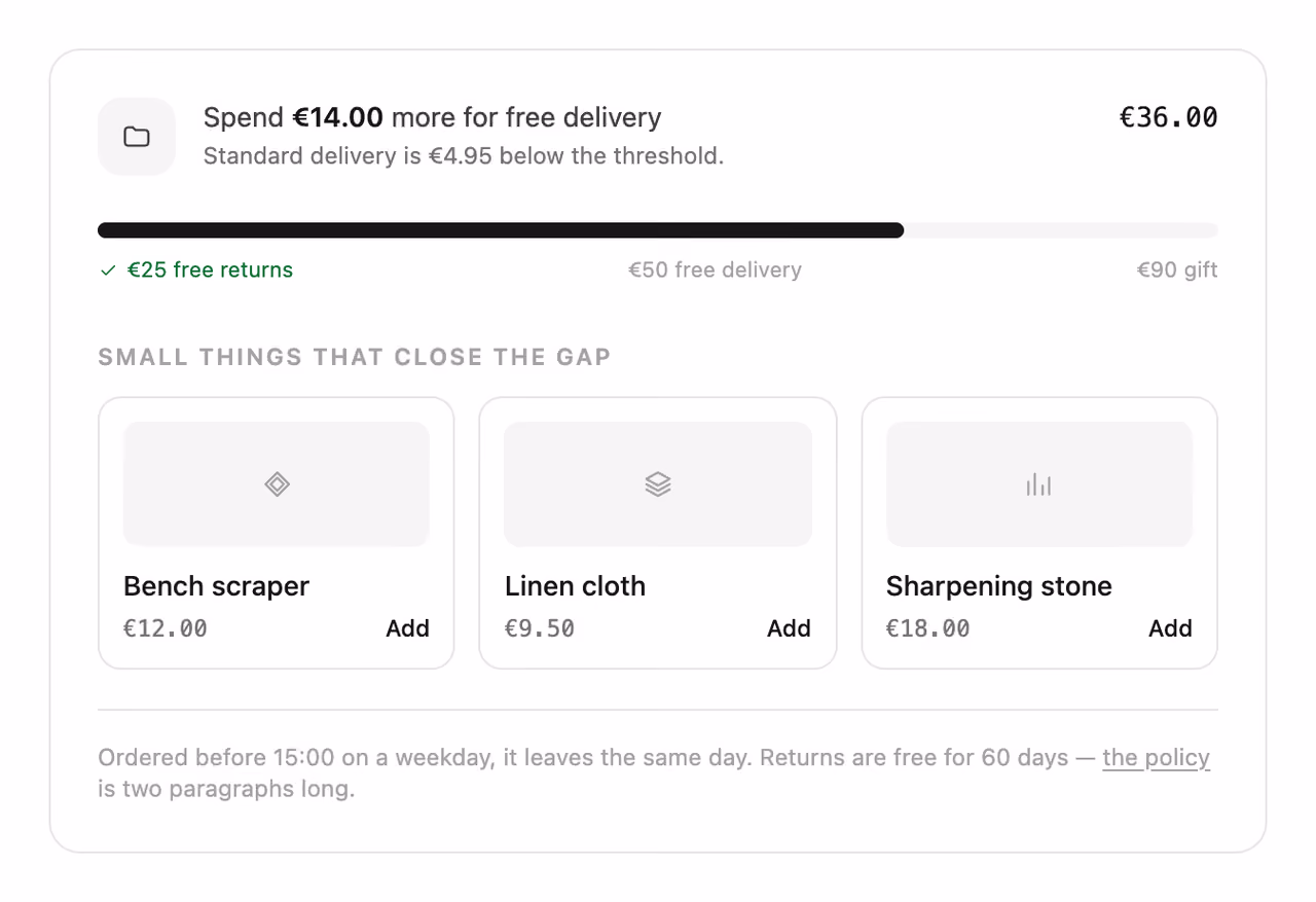 Rendered preview — Free shipping progress bar