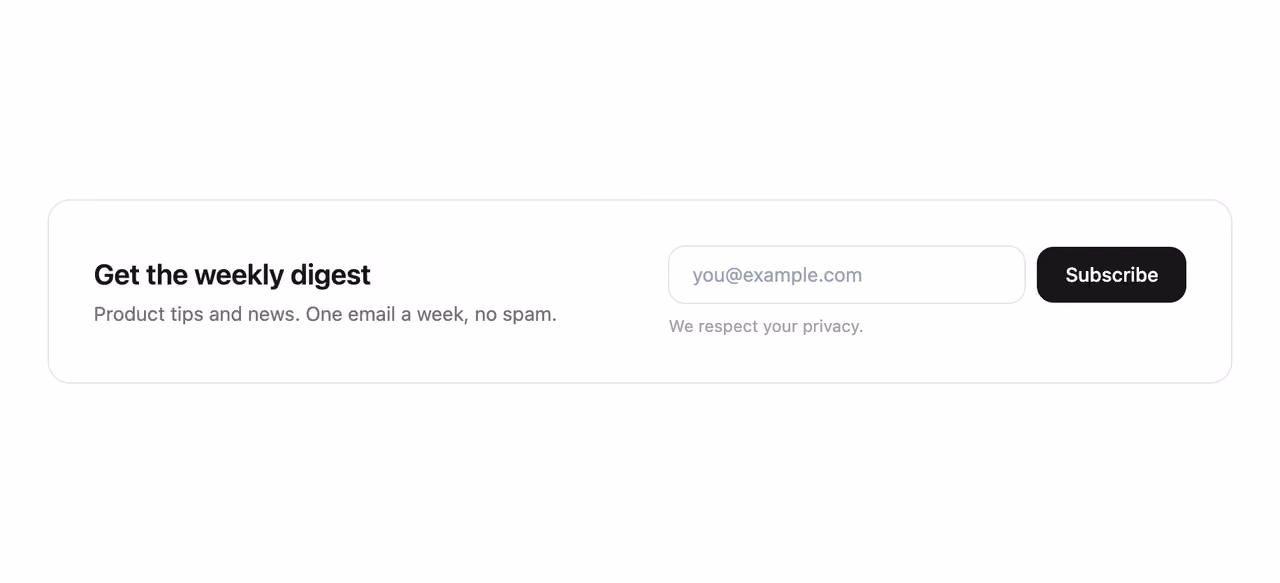 Rendered preview — Inline newsletter