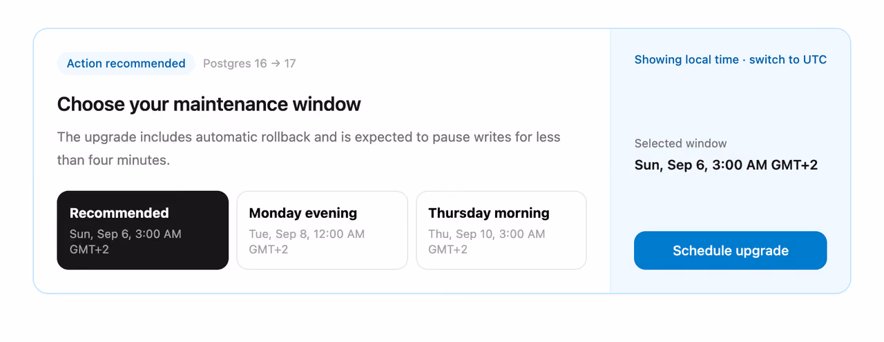 Maintenance window opt-in — Tailwind CSS CTA Banners layout preview