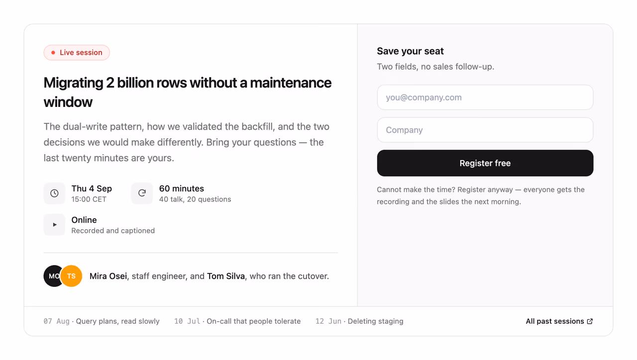 Rendered preview — Webinar registration strip