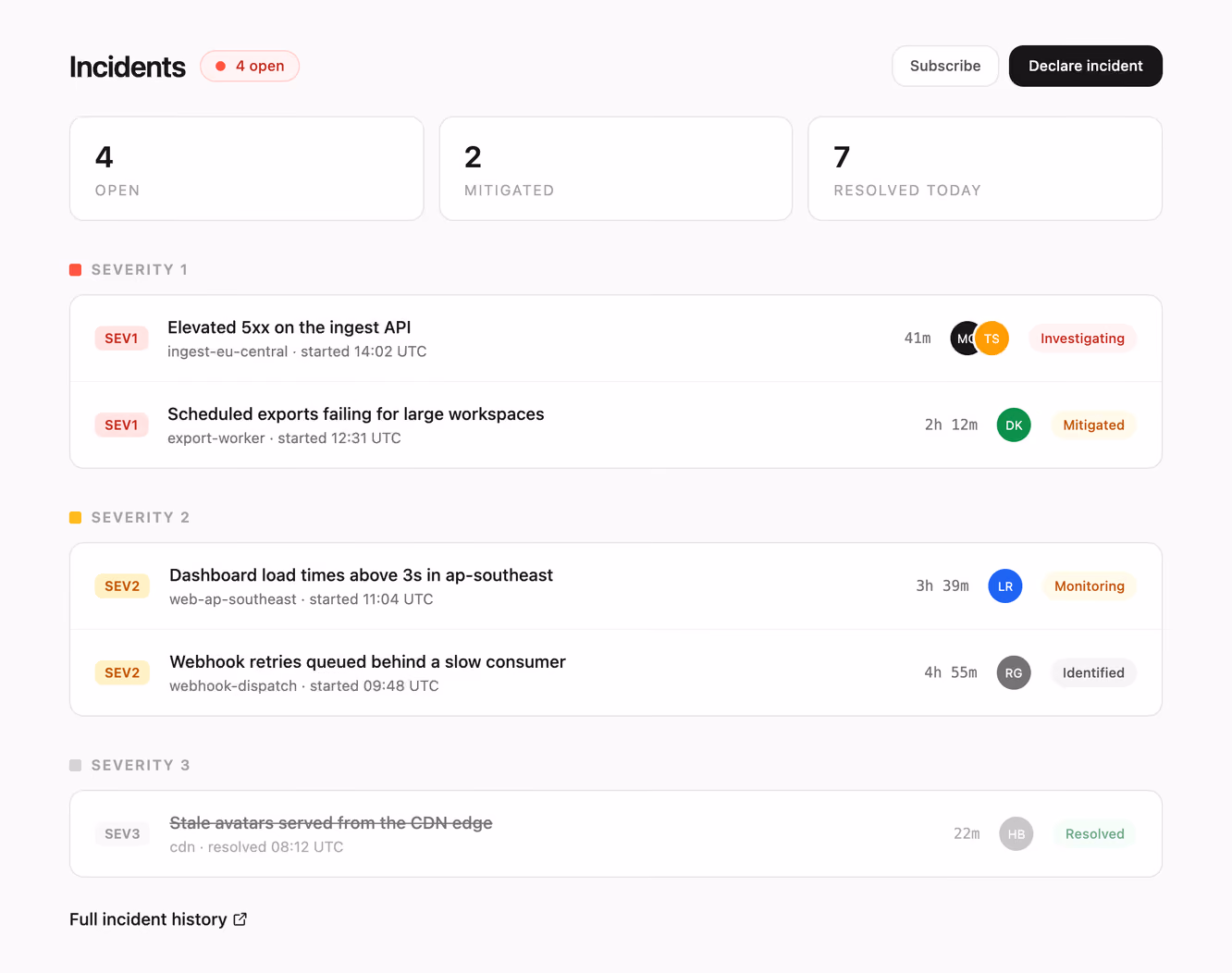 Rendered preview — Incident board