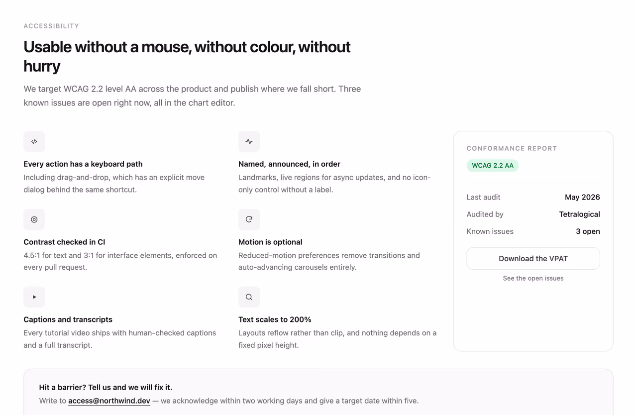 Rendered preview — Accessibility commitments