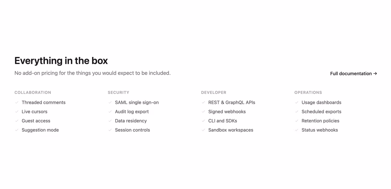 Rendered preview — Grouped capability checklist