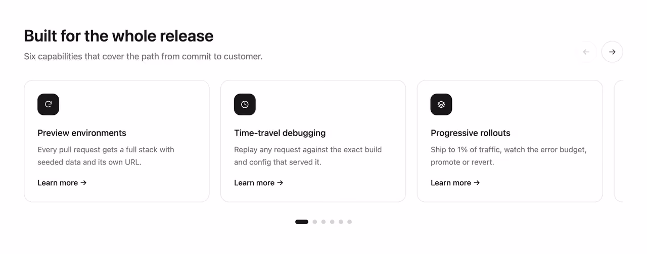 Rendered preview — Scroll-snap feature carousel