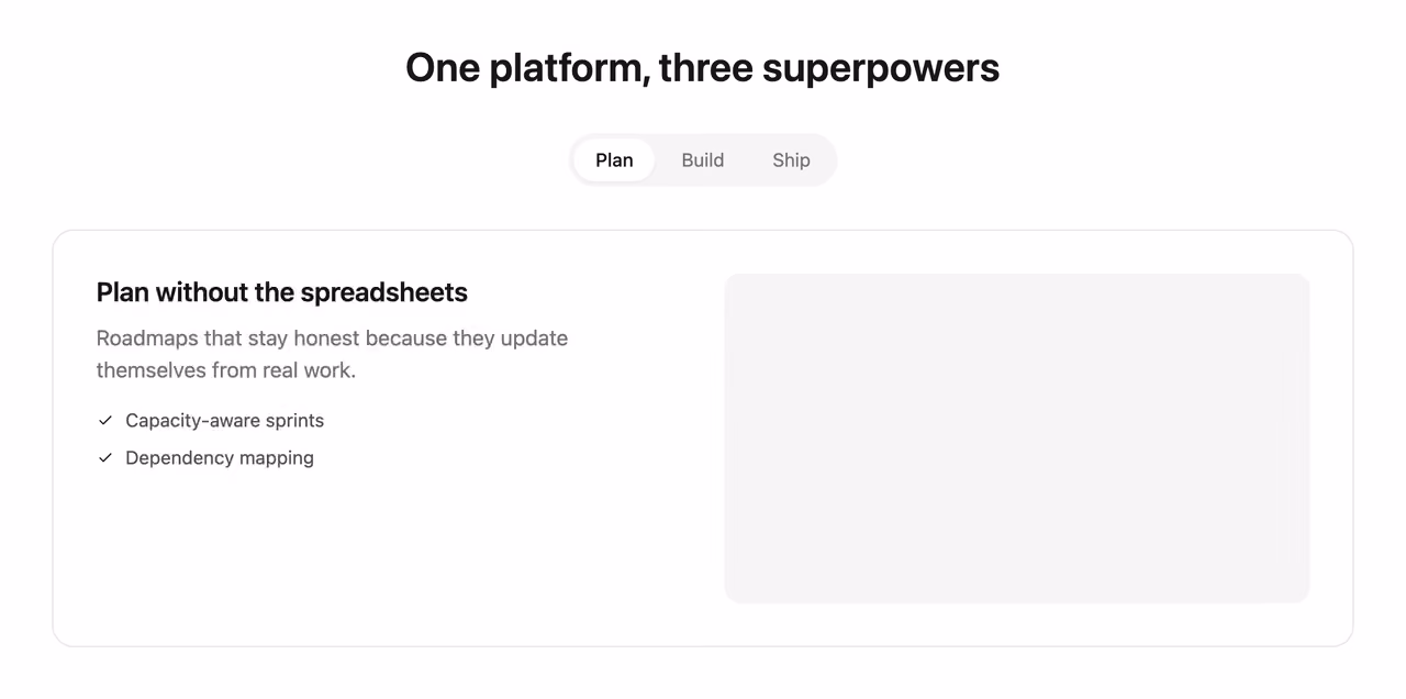 Rendered preview — Tabbed feature switcher