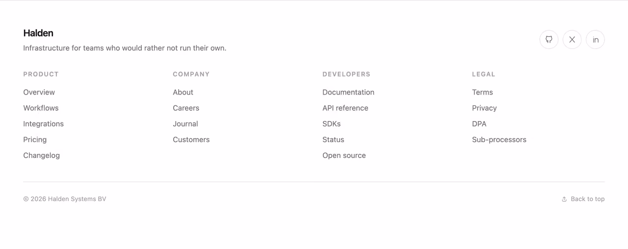 Rendered preview — Accordion footer for mobile