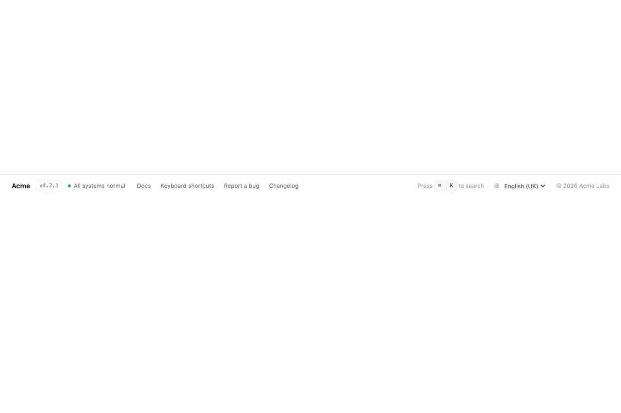 Rendered preview — Compact app footer bar