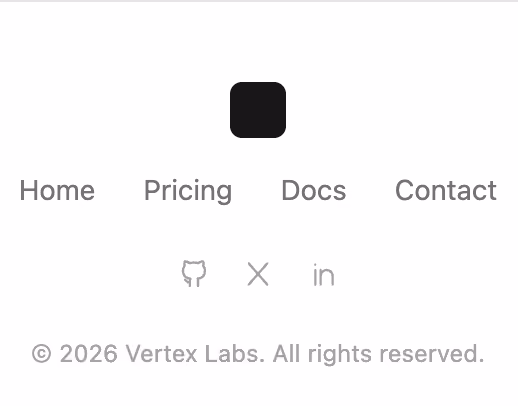 Rendered preview — Minimal centered footer
