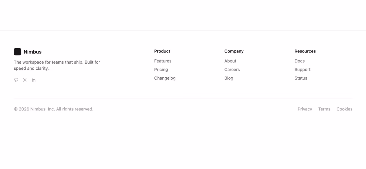 Rendered preview — Multi-column footer