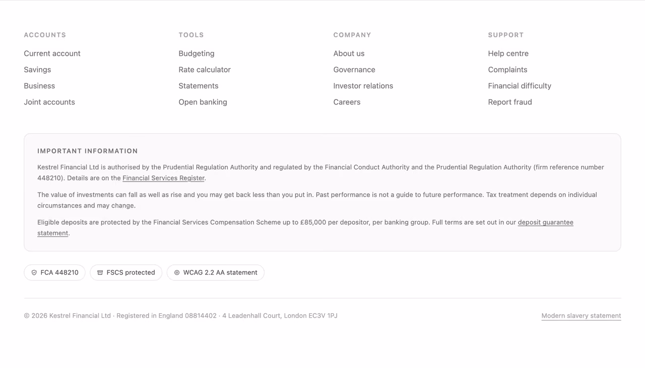 Rendered preview — Regulated disclosure footer