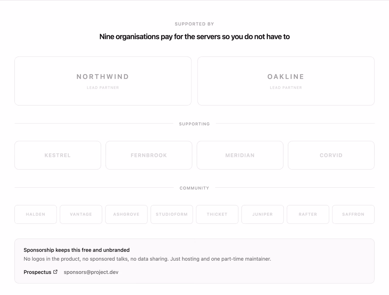 Rendered preview — Sponsors and partners footer