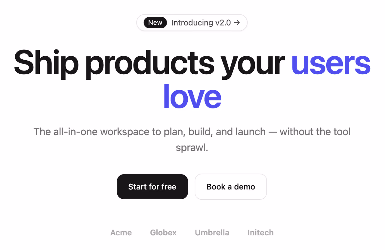 Rendered preview — Centered headline