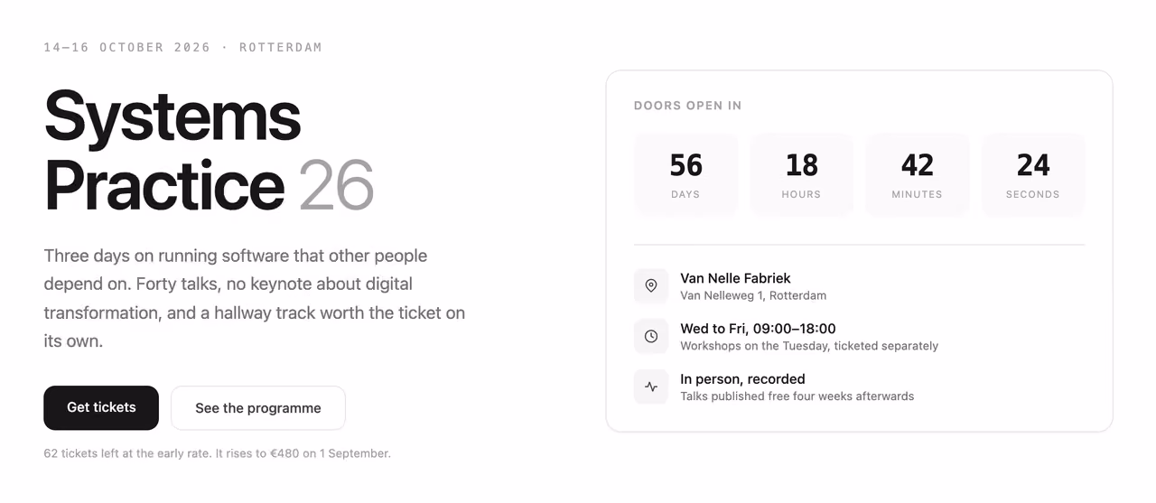 Rendered preview — Event hero with countdown