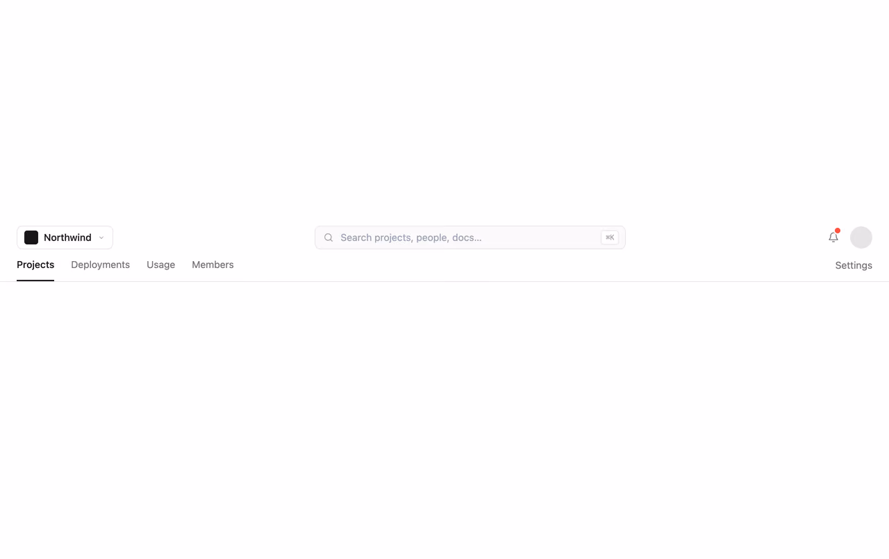 Rendered preview — App bar with search and tabs