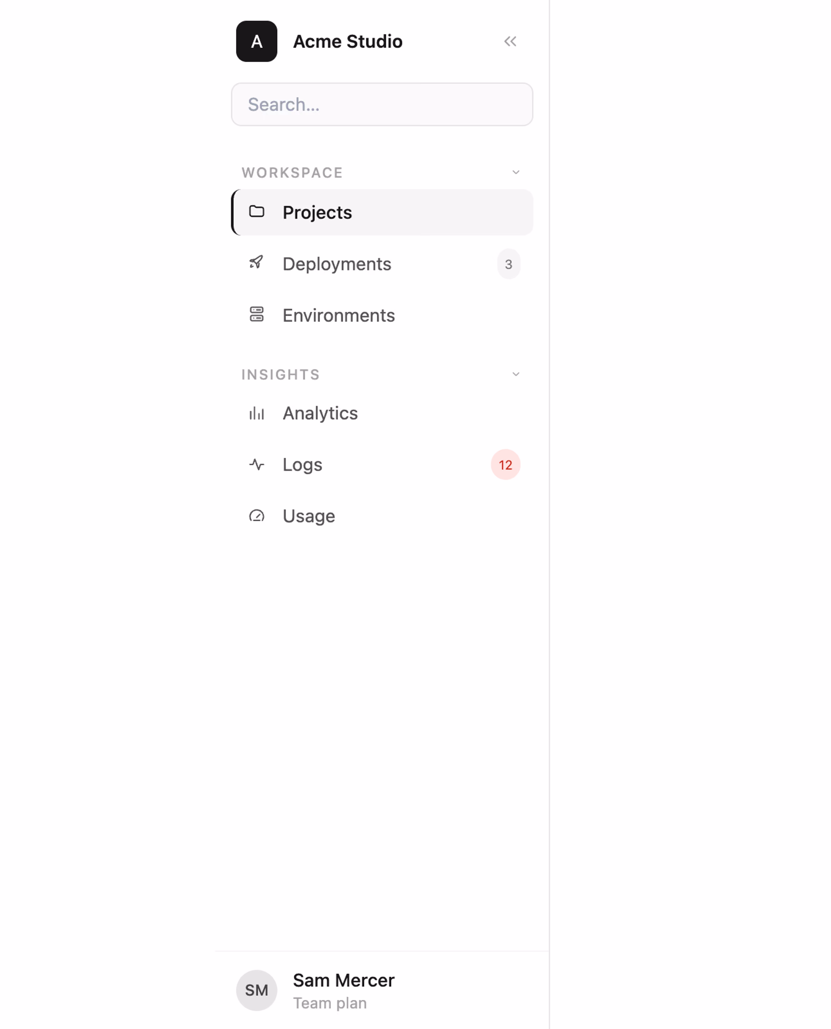Rendered preview — Collapsible sidebar nav