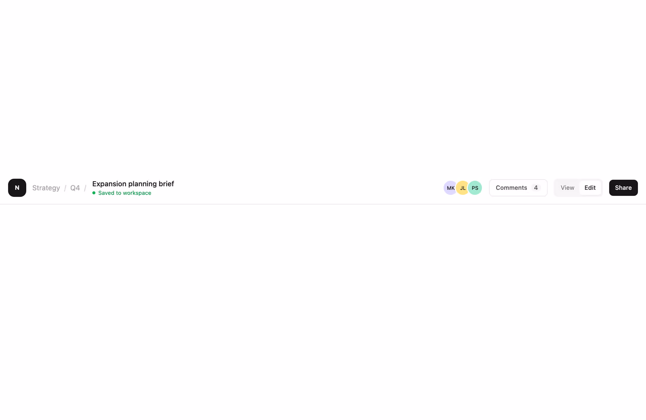 Presence-aware collaboration nav — Tailwind CSS Nav Bars layout preview