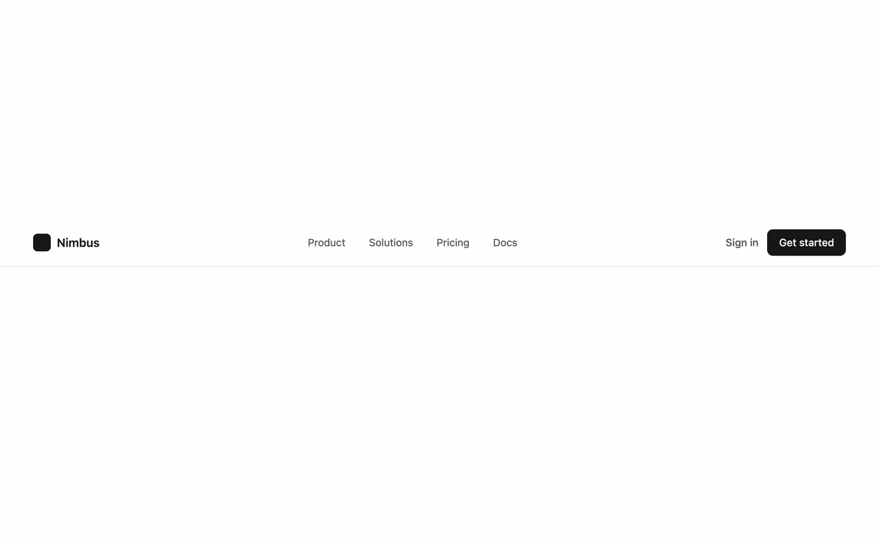 Rendered preview — Sticky top nav