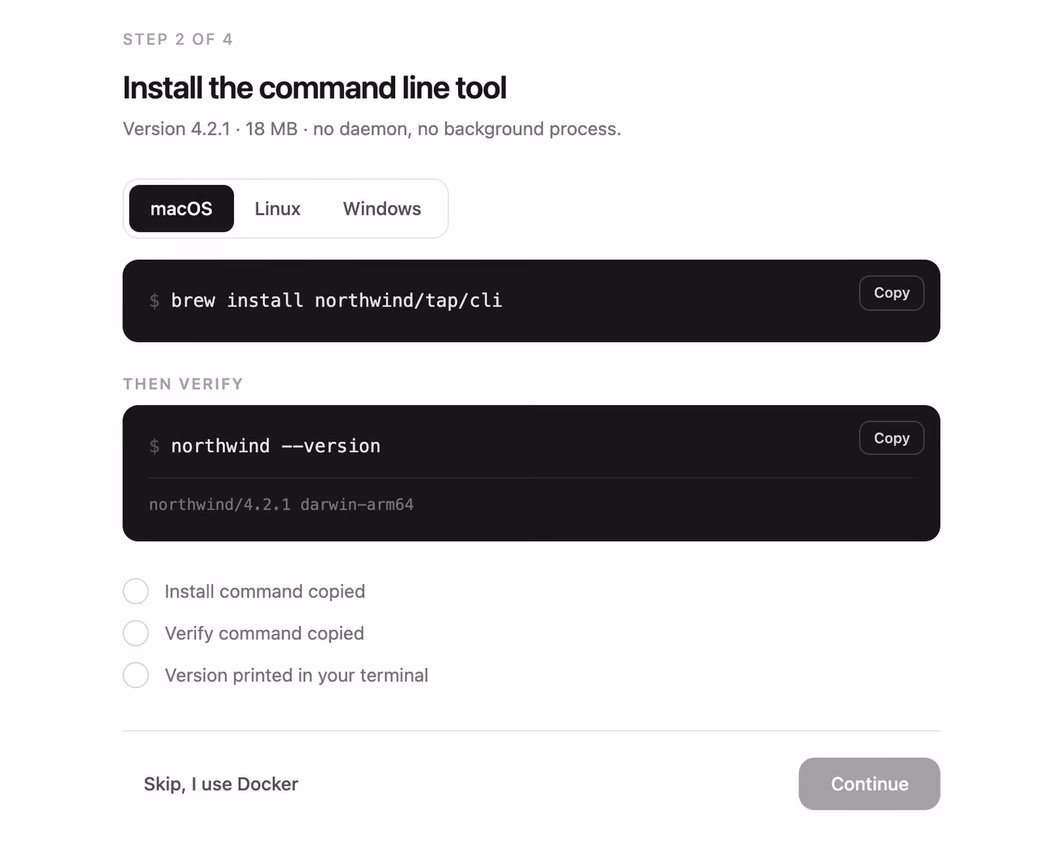 Rendered preview — Install the CLI step