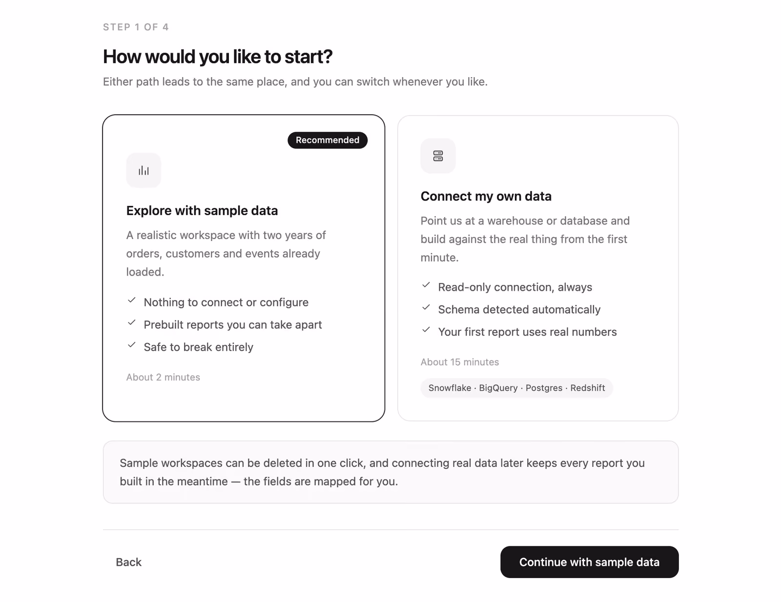 Rendered preview — Sample data or your own