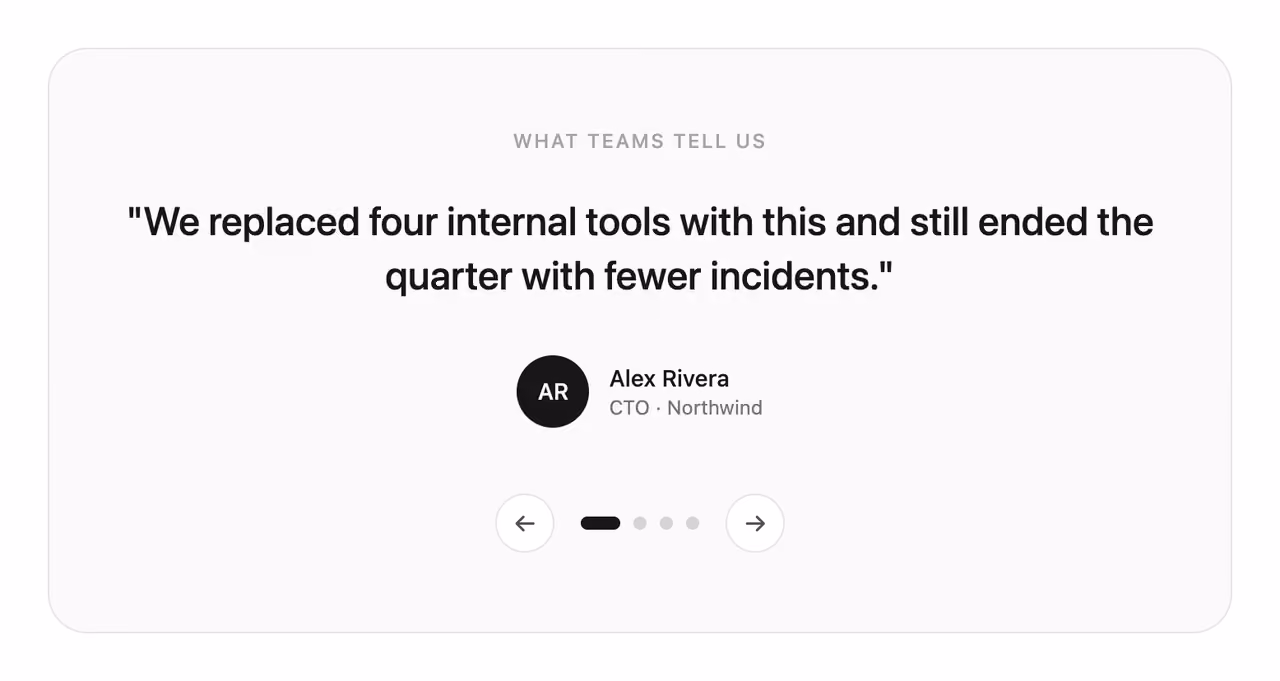 Rendered preview — Auto-advancing quote slider
