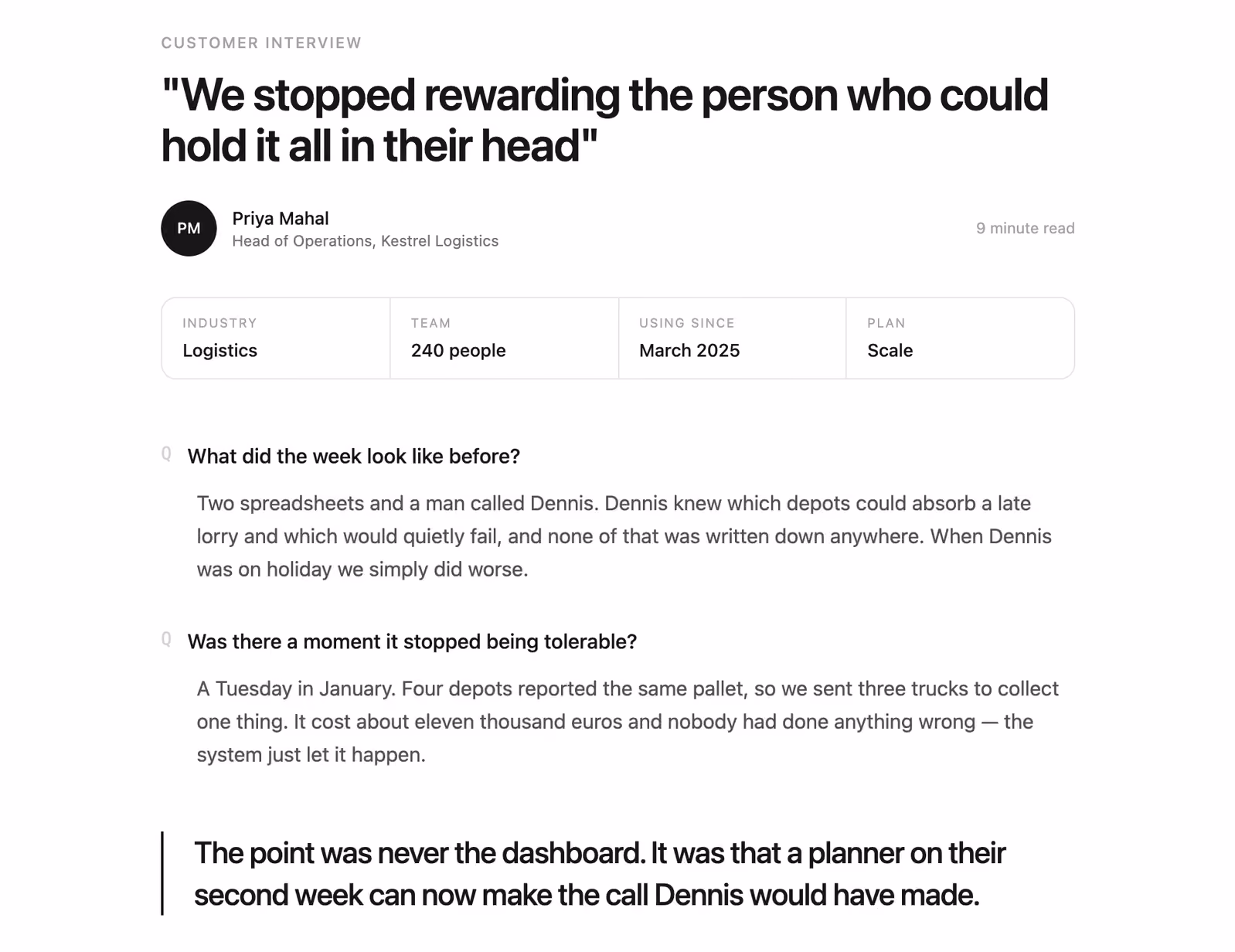 Rendered preview — Interview-style testimonial