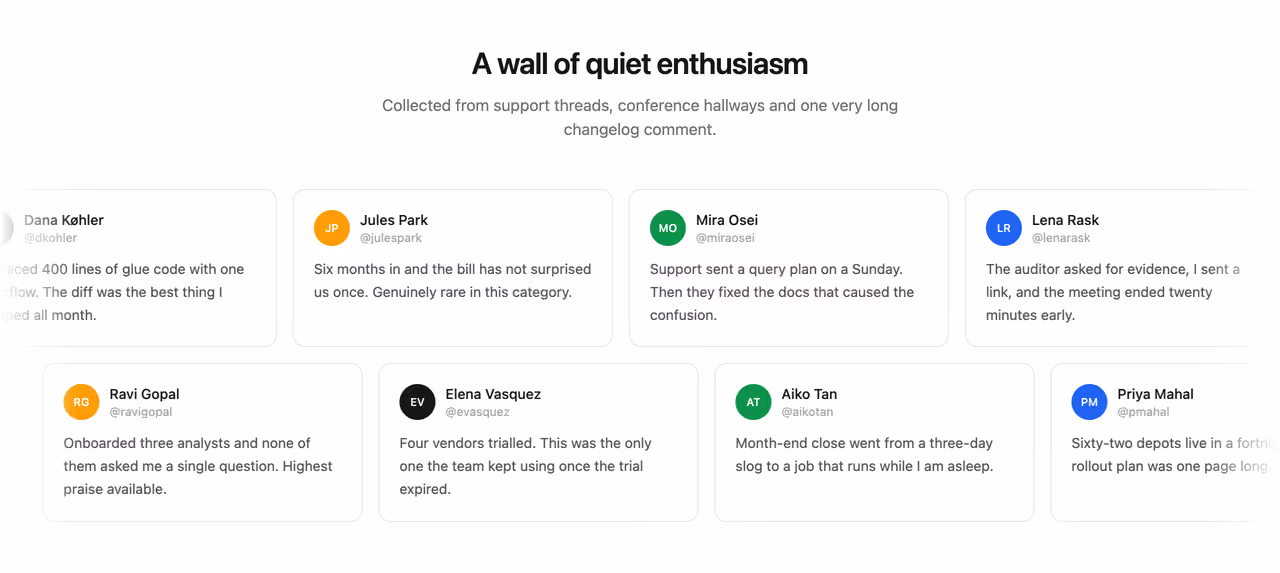 Rendered preview — Scrolling wall of love